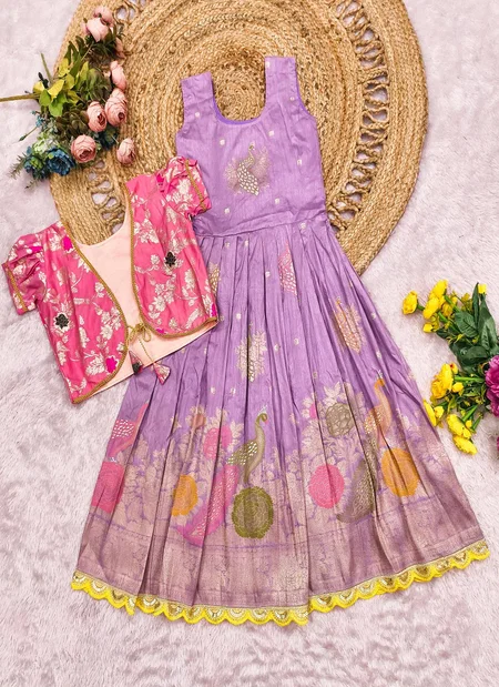 Ajd 8168 Soft Russian Dola Silk Gown With Koti Bulk Orders In India